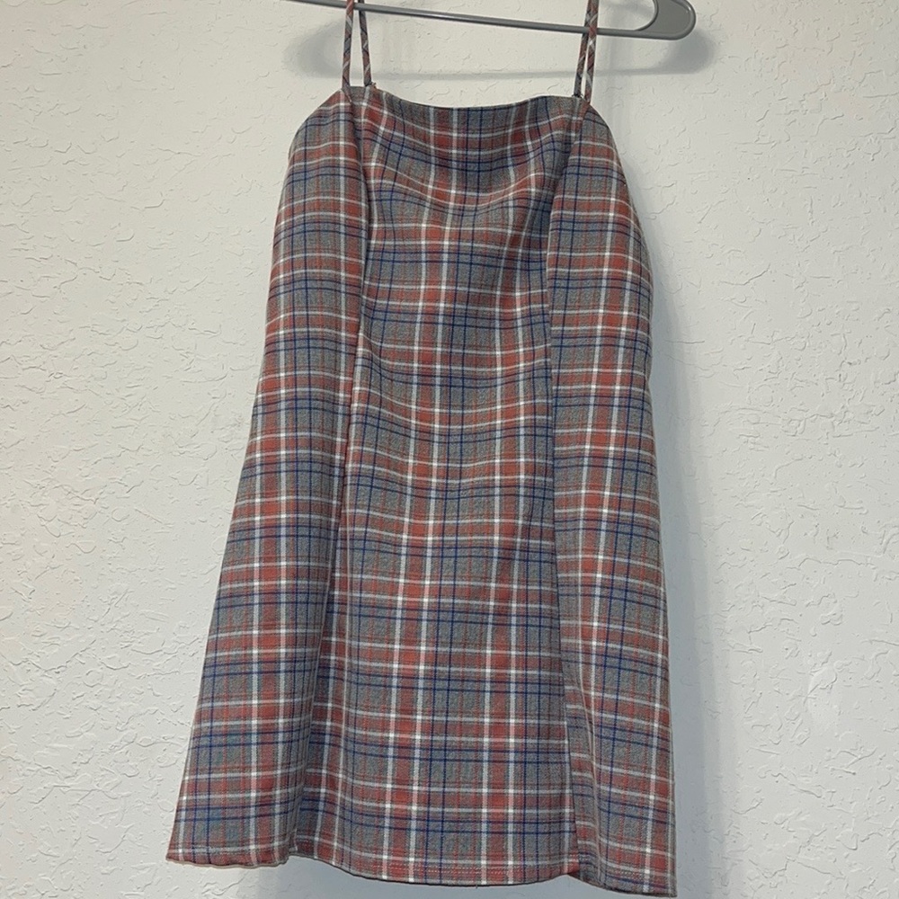 Luna chix pink/gray plaid mini dress